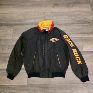 Vintage RARE Orlando Race Rock Black Jacket Windbreaker/Bomber Style Embroidered